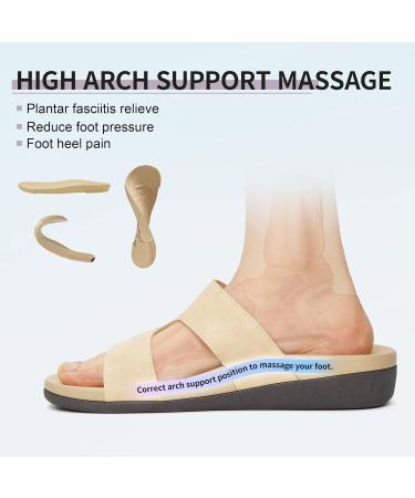 MEGNYA Women's Arch Support Sandals for Plantar Fasciitis - Adjustable Straps, Khaki (Size 10 W) - Buy Online on GoSupps.com
