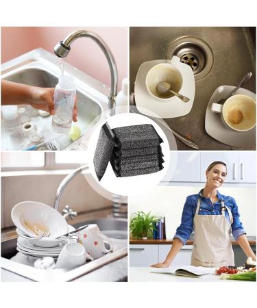 Stainless Steel Scrubber - 6pcs Dish Washing Wire Scrubber Steel Wool Scrubber with Sponge Tough Cleaning Scrub Brush Kitchen Sponges and Scrubbers Dishwashing Scrub Sponge for Cleaning Black - Buy Online on GoSupps.com