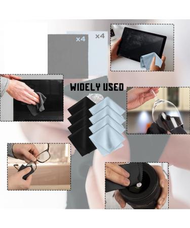 OzMW Microfiber Glasses Cleaning Cloths 8-Pack | Optician Quality 18x15cm | Black & Blue | Effective Lens Care - Buy Online on GoSupps.com