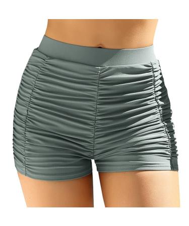 Women's bathrooms short swimming shorts high waist slip classic bikini elegant beach shorts beachwear swimwear shorts v-slit beachwear swimwear with swimming shorts xxl 2-gray