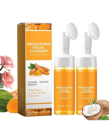 Jaysuing Turmeric Face Wash Turmeric Facial Cleanser Turmeric Facial Wash Turmeric Foaming Cleanser for All Skin Types(2pcs)