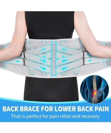 Back Brace for Lower Back Pain - Lumbar Support for Herniated Disc & Sciatica Relief - Unisex Grey M - Buy Online on GoSupps.com