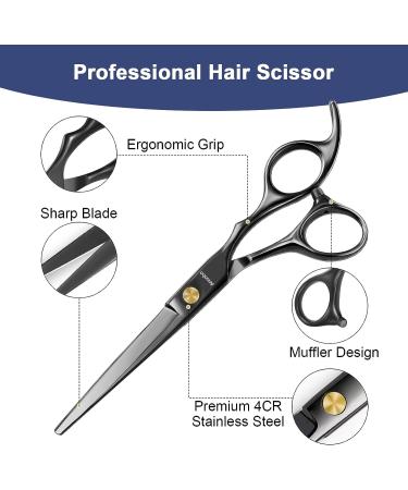 Ansnbo Professional 6 Inch Hair Cutting Scissors - Premium Stainless Steel Shears for Barber, Salon, and Home Use - Buy Online on GoSupps.com