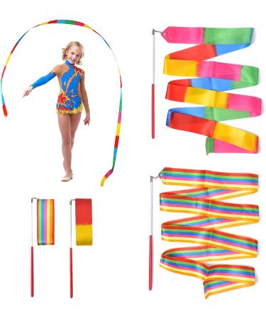 Huianer Dance Ribbons: Gymnastics Ribbon Streamers for Children - Rainbow 2pcs - Buy Online on GoSupps.com