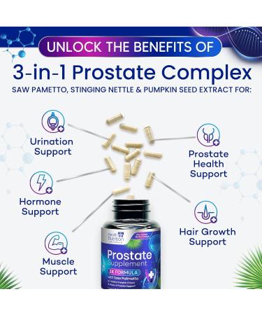 Prostate Health Supplements for Men 1000mg - 3X Strength with Saw Palmetto Blend Stinging Nettle Root & Pumpkin Seed Support Complex - Supports Bathroom Trips Prostate & Urinary Health - 60 Capsules 60 Count (Pack of 1) - Buy Online on GoSupps.com