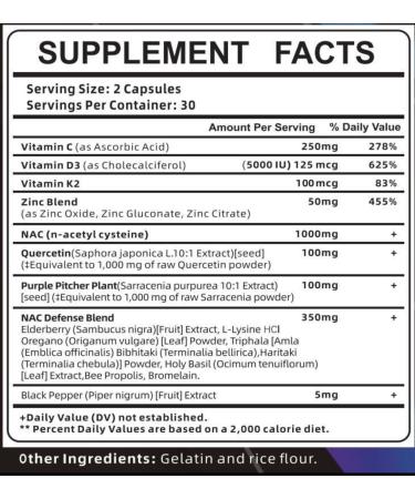 Premium NAC Supplement 1000mg with Vitamin D3 K2 Zinc Quercetin & More - 60 Count for Immune Support | Shop Internationally - Buy Online on GoSupps.com