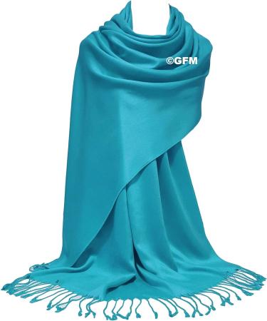 GFM Smooth Shiny Surface Pashmina Style Scarf - L9 in Turquoise - Buy Online on GoSupps.com