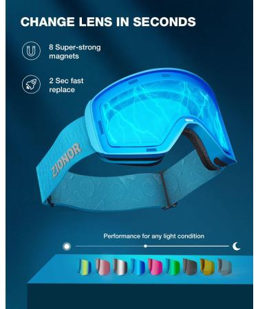 ZIONOR X11 Ski Goggles - A3-Blueframe Gold Lens VLT 7% - for Men and Women - Buy Online on GoSupps.com