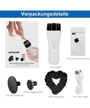 Electric Callus Remover Callus Removal Foot Rechargeable Professional Electric Callus Remover Foot Care Pedicure Rasp Foot File Sander 3 Speeds (White) - Buy Online on GoSupps.com