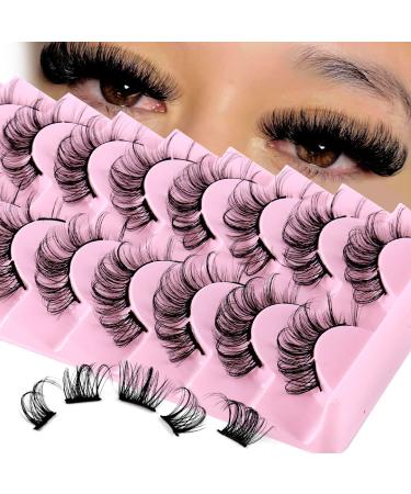AMSDCN 10 Pairs Multipack Natural Cluster Lashes D Curly Extensions Wispy Lashes Natural Look False Eyelashes Individual Lashes 3D Strips Eyelash Extensions DIY Mink Lashes (DIY10-1)