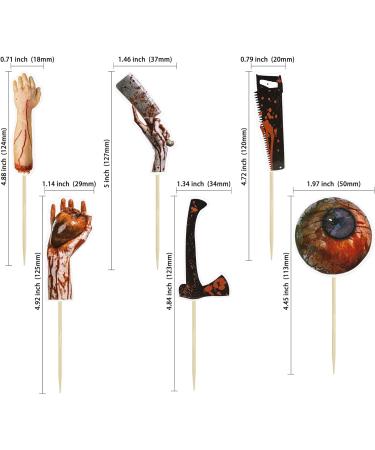 Gyufise 36Pcs Horror Halloween Cupcake Toppers Bloody Eyes Hand Vampire Zombie Party Knife Cake Topper Decorations for Halloween Horror Movie Theme Birthday Baby Shower Supplies - Buy Online on GoSupps.com
