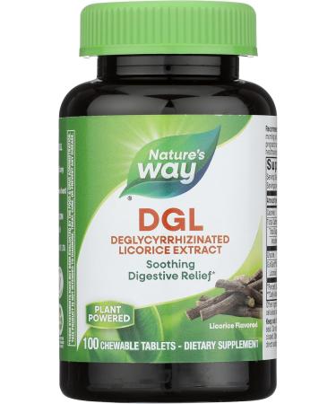 Nature's Way Nature's Way Dgl 3:1 (deglycyrrhizinated Licorice) Digestive Relief Original 100 Chewables Licorice Flavored 100 Count