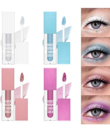4 Colors Liquid Glitter Eyeshadow Highlighter Highlighting Glitter Liquid Eyeshadow Highlighter & Shimmer for Eyes/Face/Highlighter Sparkling Eye Makeup for Shimmering Galaxy Looks (04#Dark Pink) - Buy Online on GoSupps.com