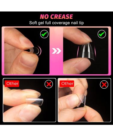 Ranrose Short Almond Nail Tips - 600PCS Clear Half Cover Soft Gel - 12 Sizes for Acrylic Nails - Professional Quality Fake Nails for Salon & Home DIY Manicure - Buy Online on GoSupps.com