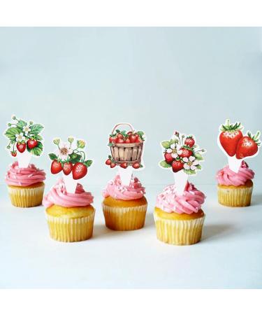 Keaziu 36 Pack Red Strawberry Cupcake Toppers Strawberry Theme Party Cupcake Picks for Birthday Wedding Party Baby Shower Summer Garden Party Decoration Supplies Strawberry 2024-2 - Buy Online on GoSupps.com