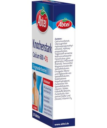 Abbey of Bone Calcium 600 + D3 - High Dose Dietary Supplement for Healthy Bones | Gluten-Free Lactose-Free Vegetarian - 28 Film-Coated Tablets - Buy Online on GoSupps.com