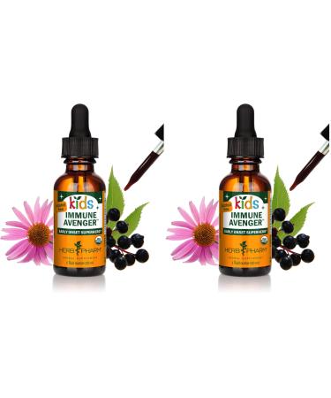 Herb Pharm Kids Certified-Organic Alcohol-Free Immune Avenger Herbal Formula 1 Ounce (Pack of 2)