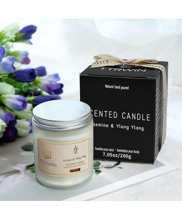 TTRWIN Jasmine & Ylang Ylang Scented Candle 200g - Long Burning Time, Natural Soy Wax & Essential Oil - Oriental Fragrance in Glass Jar - Perfect Gift for Christmas, Mother's Day, Father's Day, Birthday - Buy Online on GoSupps.com