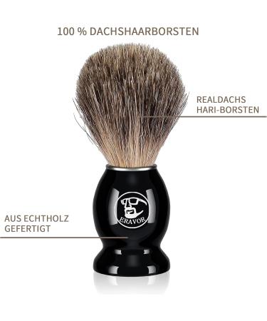 Ervor Luxurious Stainless Steel Shaving Brush Set - Premium Synthetic Badger Hair Perfect Gift for Fathers & Husbands (Black) - Buy Online on GoSupps.com