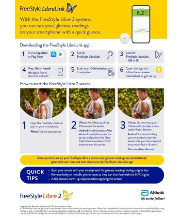 Abbott Freestyle Libre 2 Sensor Pack of 2 + FREE Tetra-Sole Pack of 2 Water-proof CGM Libre Sensor Cover Patches (2): for diabetes monitoring CGM for UK white - Buy Online on GoSupps.com
