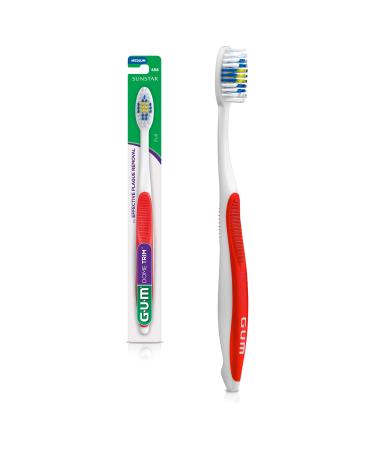 GUM - 10070942123119 Dome Trim Latex Free Toothbrush Full Medium Bristles (Pack of 6) Full Head - Medium Bristles 6 ct