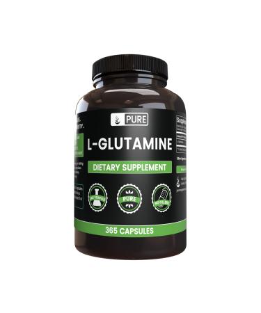 Pure Original Ingredients L-Glutamine (365 Capsules) No Magnesium Or Rice Fillers, Always Pure, Lab Verified 365 Count (Pack of 1)