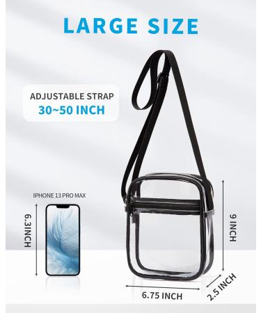 Vorspack Clear Bag Stadium Approved - PVC Clear Purse Clear Crossbody Bag with Front Pocket for Concerts Sports Festivals Black - Buy Online on GoSupps.com