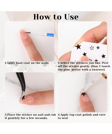 Abeillo 6 Sheets Nail Art Stickers Decals Self Adhesive Nail Stickers for Nail Art Star Heart Nail Decals Bow Nail Charms for Women Nail Decoration Supplies - Buy Online on GoSupps.com