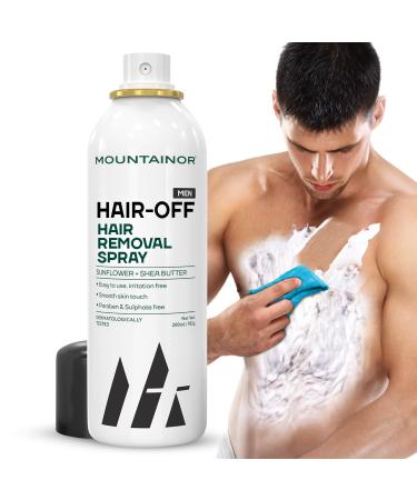 MO UNTAINOR""Hair Removal Cream Spray For Men Painless Hair Removal For Chest Back Arms Legs & Under Arms Safe Certified - 200ml White 1