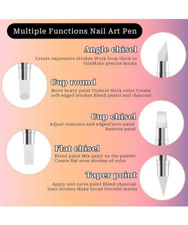 5 Pieces Nail Art Sculpture Pen Set - Dual Pointed Silicone Brushes for Gel Nail Design Foil Drawing & Shapes - Buy Online on GoSupps.com