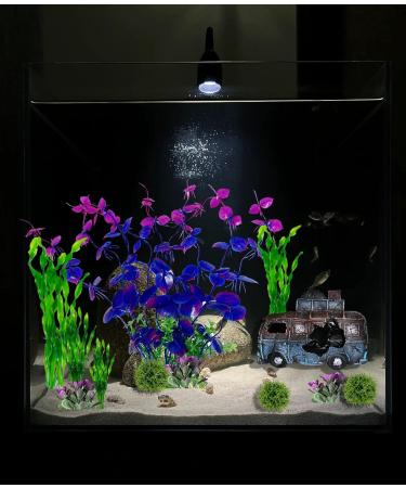 Begondis Underwater Car Aquarium Ornament Set with 8 Plastic Plants | Polyresin Marine Decor for Fish Tanks - Buy Online on GoSupps.com