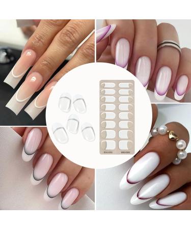  Generisch Semi-cured gel nails semi-cured gel manicure stickers gel nail films French tip nail strips gel nail films that work with UV light for - Buy Online on GoSupps.com