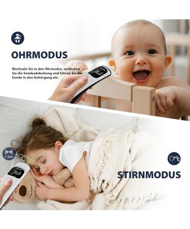 MomMed Contactless Fever Thermometer for Adults & Kids - Ear & Forehead & Age Setting - Infrared with Fever Alarm & Storage - Buy Online on GoSupps.com
