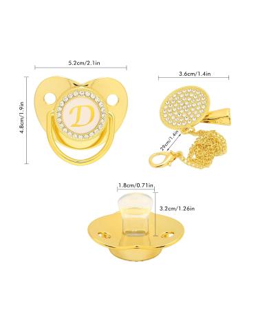 Alphabet Pacifier for Babies | Golden Baby Pacifier with Clips & Curved Design | 26 Letters | Ideal for 6-12 Months - Letter D - Buy Online on GoSupps.com
