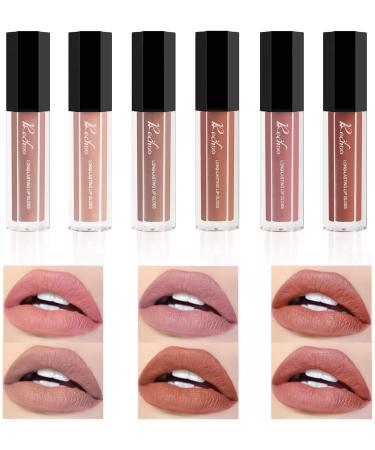 Rechoo Matte Liquid Lipstick Set  6 Pcs Superstay Mate Ink Waterproof Lip Gloss Beauty Lips Makeup Set (NUDE MATTE INK) A-NUDE MATTE INK