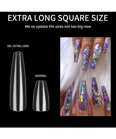 240 Pcs Clear Full Cover Trapezoidal Coffin Nail Tips - False Ballerina French Acrylic Extension for Salon and Home DIY Nail Art - Buy Online on GoSupps.com
