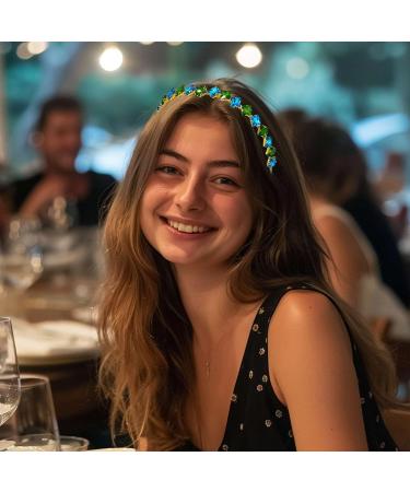 Rhinestone Headband Sparkling Gemstone Headwear Party Prom Hair Accessory for Women and Girls (green+blue) - Buy Online on GoSupps.com