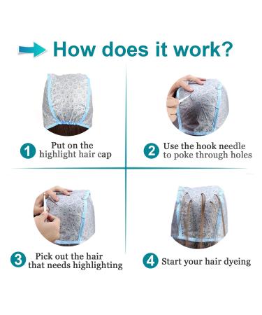 Yzurbu 3pcs Hair Highlighting Caps Kit for Salon Hair Coloring - Pink Blue Purple - Buy Online on GoSupps.com