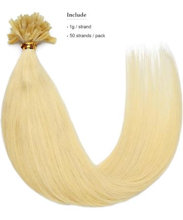 Yamel Pre Bonded U Tip Hair Extensions Real Human Hair Warm Blonde 1g/Strand Keratin Nail Tip Hair 50 Strands 16 Inch 16 Inch 60# Warm Platinum Blonde - Buy Online on GoSupps.com