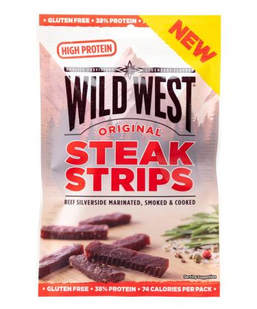 Wild West Beef Jerky Mix Box 60G - High Protein 10 Pack with Sportsbag | Original Honey BBQ Jalapeno & Steak Strips - Buy Online on GoSupps.com