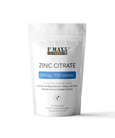 Zinc Citrate 50mg | 120/360 Tablets | One a Day | Easy to Swallow | Immune Health | Food Supplement (120)