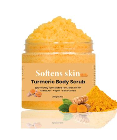 Turmeric Body Scrub - Exfoliating Body Scrub - Vitamin C Remove Dead Skin Fade Dark Spots Body Exfoliator - Deep Cleansing Body Scrub Exfoliator - Face Scrub Exfoliator for Women Men 250g