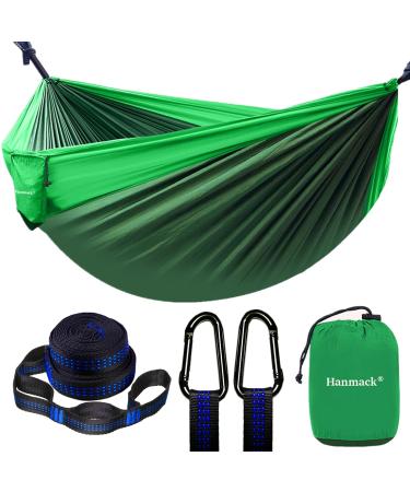 Double Hammock, Camping Hammock with 2 Tree Straps(16+2 Loops), Two Person Hammocks with 210T Nylon Parachute Portable Lightweight Hammock for Backpacking, Outdoor, Beach, Travel, Hiking, Camping Gear Dark Green Double Hammock