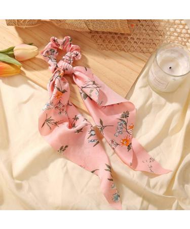 Lureme Bowknot Hair Scrunchies Silk Satin Scarf Hair Ties - Floral & Leopard Pattern Ponytail Holder for Women | Accessories Ropes (hb000003-2) - Buy Online on GoSupps.com