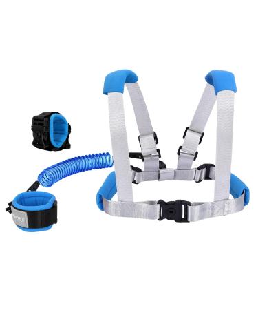 Blisstime 2 in 1 Toddler Leash -Anti Lost Wrist Link for Toddlers -Toddler Harness,Baby Leash,Leash for Toddlers,Wrist Leashes,Child Leashes for Toddlers,Not Easy to Open Without Key blue