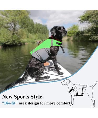 Vivaglory Sports Style Dog Life Jacket - Durable Adjustable Neon Green for Medium Dogs (56-64 cm Chest) - Excellent Buoyancy & Safe Fastening System - Buy Online on GoSupps.com