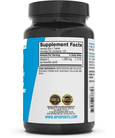 Buy BPI Sports Vitamin C Extra Strength 1000 mg - 120 Tablets for Immune Support - Buy Online on GoSupps.com