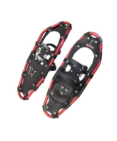 ALPIDEX snowshoes aluminum frame women men from shoe size 36 up to 135 kg ratchet binding carrying bag Black / Red 25