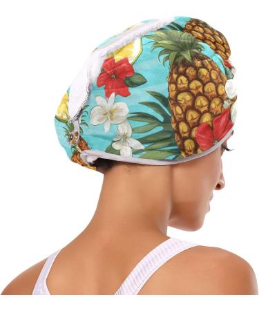 Super Absorbent Pineapple Blue Hair Towels 2 Pack | Quick Dry Hair Turbans for Women & Girls - Buy Online on GoSupps.com