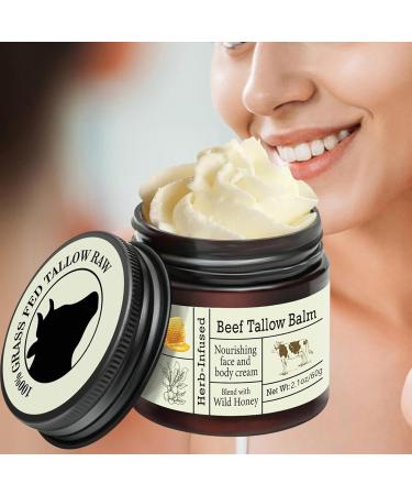  Mimoqk Tallow Face Moisturizer 50g Beef Tallow Cream Organic Hydrating Balm Enriched with Wild Honey Nourishing for Dry & Tight Skin Face & Body Use - Buy Online on GoSupps.com